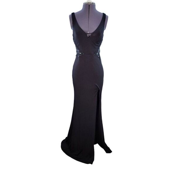 City Studio Black Embellished Evening Dress Sz 3 - Picture 1 of 16